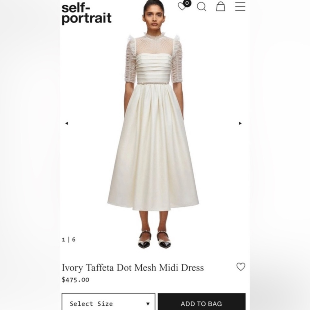 Self-Portrait Ivory Midi Dress